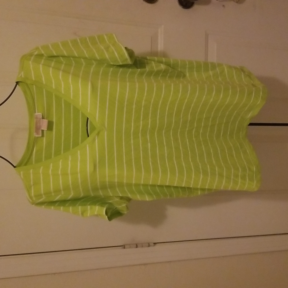 Michael Kors 1x green and white striped top